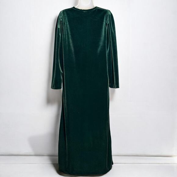 Vintage 80s Jasmine Rose Velvet Robe Small Tassel Zip Long Cottage Loungewear - Picture 7 of 9